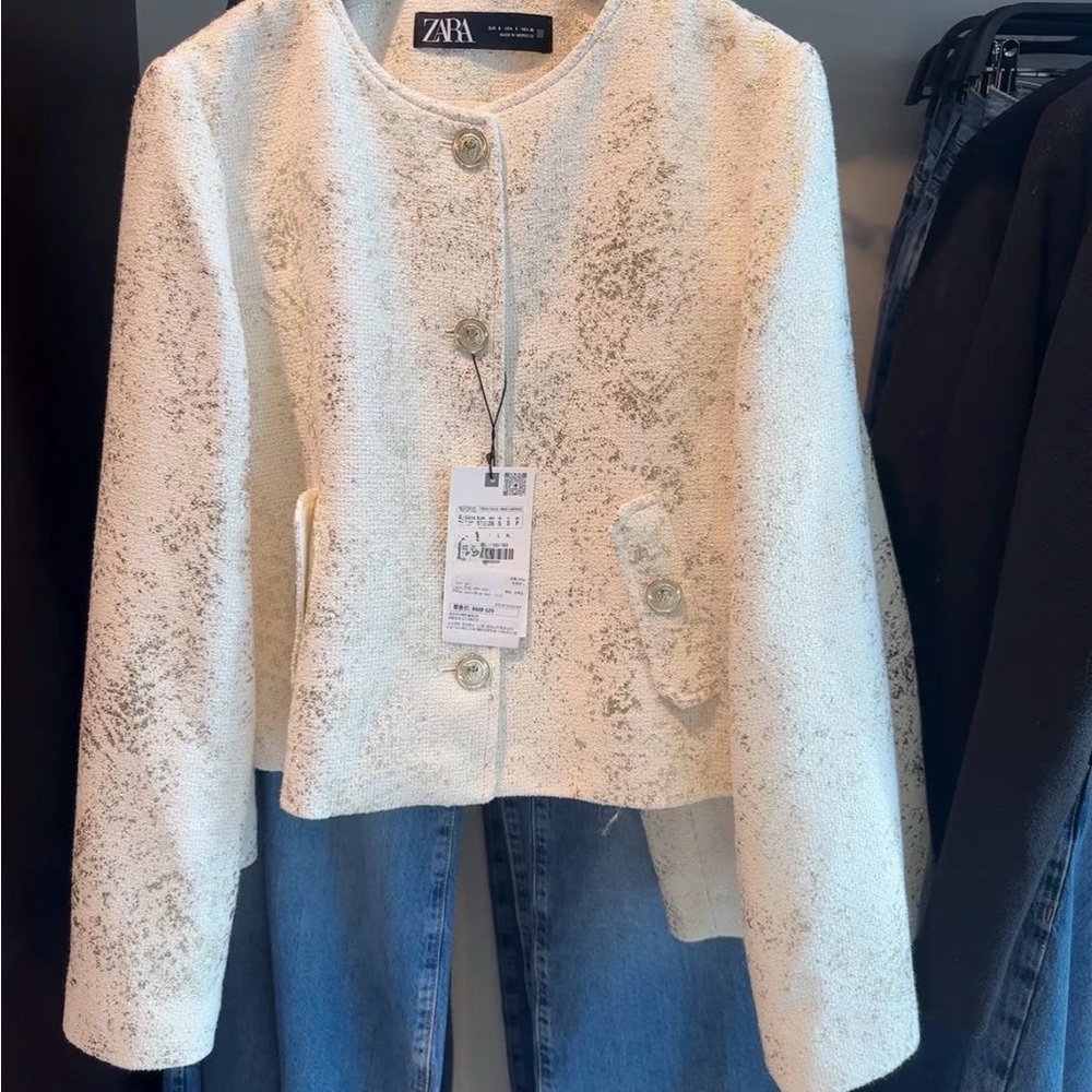 Zara CROPPED FOIL BLAZER